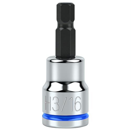 Image of 3 /8 Inch Drive Hex Bit Socket, H3 /16, Full Polished, Premium CR-V & S2 Alloy Steel Head Made for Auto /Mechanical