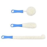 minkissy Set De 3 Cepillos De Limpieza para Copas De Vino Y Botellas con Mango Ligero Cepillos Seguros para Cristalería Decantadores Y Cocina Reutilizables Sin Daños