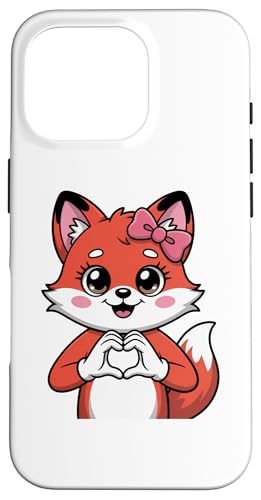 Cute Red Fox Coquette Bow Retro Red Fox Kids Girls �X�}�z�P�[�X iPhone 16 Pro �p
