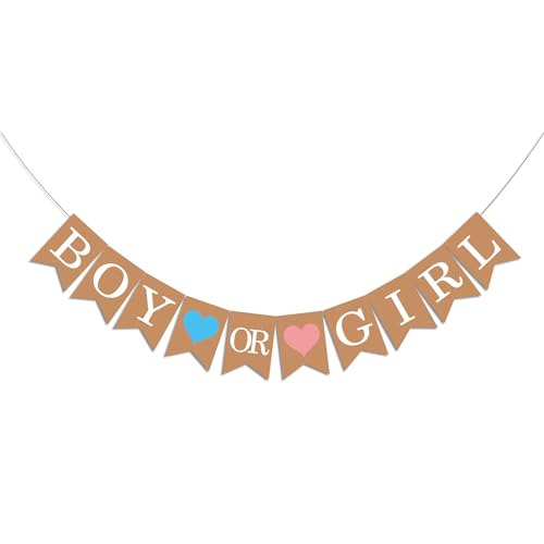 Boy or Girl Banner He or She Baby Gender Sign for Party Decorations Neutral Gender Reveal Decor for Baby Shower or Pregnancy Announcement