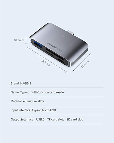 Hagibis 2 em 1 adaptador USB-C para cartão de memória tipo C com hub USB 3.0 para SDXC, SDHC, SD, MM