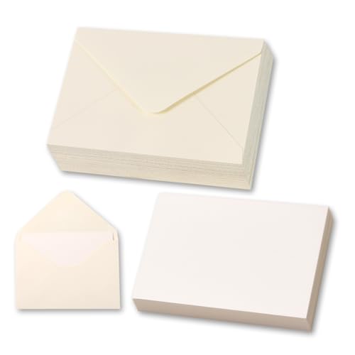 50 Sets Cream Mini Envelopes With Blank Gift Cards, Business &Amp; Note Cards - Wedding Invitation, Graduation, Holiday Pocket Envelopes 4X2.75' Bulk For Party Favors &Amp; Scrapbooking