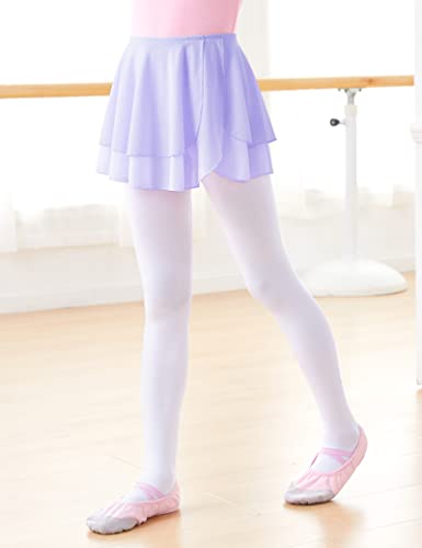 Daydance Light Purple Girls Ballet Skirts Elastic Waist Circular Dance Skirts For Leotards, 2 Layers Mesh #TOP2