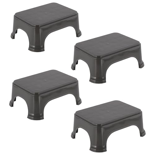 Kuber Industries Pack of 4 Durable Bathroom Stool for Bathing | Comfortable Indoor Machiya for Sitting | Senior Citizens Bath Stool & Adults Patla Chair for Home | Plain P6 - Grey