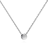Meow Star Tiny Dot Necklace Sterling Silver Floating Disc Circle Pendant Minimalist Necklace (Silver)