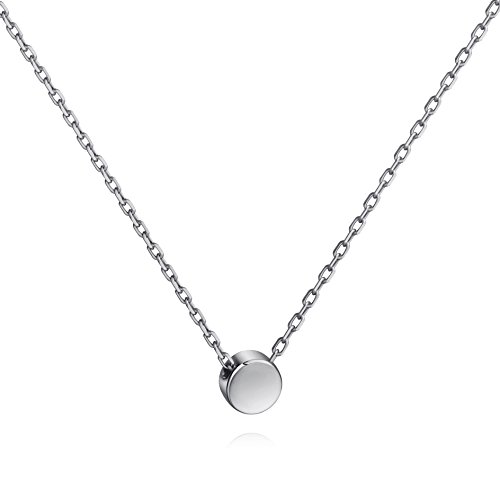 Meow Star Minimalist Dot Earrings Necklaces Bracelet Sterling Silver Circle Disc Earrings Necklaces Bracelet Delicate Round Necklaces Bracelet Stud Earrings for Women (Dot_Necklace_Silver)