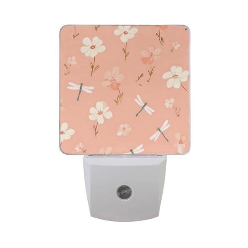 Luz Nocturna Pequeña Flores Durazno LED Sensor miniatura 7
