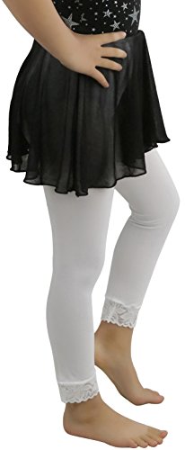 ToBeInStyle Girl\'s Girls Opaque Leggings With Lace Trim - White - M - Thumbnail 3