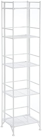 Convenience Concepts Xtra Storage Shelves – 5-Tier Folding Metal Shelving, Modern Shelves for Storage and Display in Living Room, Bathroom, Office, Kitchen, Garage, White Convenience Concepts Xtra Storage Shelves – 5-Tier Folding Metal Shelving, Modern Shelves for Storage and Display in Living Room, Bathroom, Office, Kitchen, Garage, White