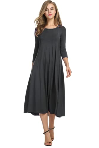 Image of HOTOUCH Women's 3 /4 Sleeve A-line and Flare Midi Long Dress