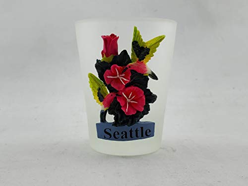 Seattle Washington State Hummingbird Souveniur Shot Glass - Tequila Cocktail Whisky Vodka Home Bar Party Accessory Drinkware Novelty Glassware Drinking Game Shooter Glasses