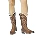 SheSole Women's Mid Calf Square Toe Cowgirl Western Cowboy Boots Brown US Size 8