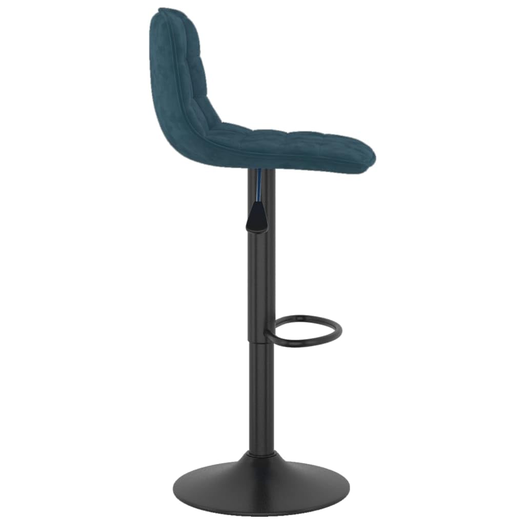 Lot de 2 tabourets de bar en velours bleu, réglables en hauteur, pivotants, avec repose-pieds, pour cuisine, salle à manger, salon et restauration, rembourré, structure stable, peu encombrant