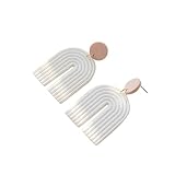 Handmade Bohemian Rainbow Clay Dangle Earrings Colorful Ceramic Clay U Shape Earrings for Women Girl