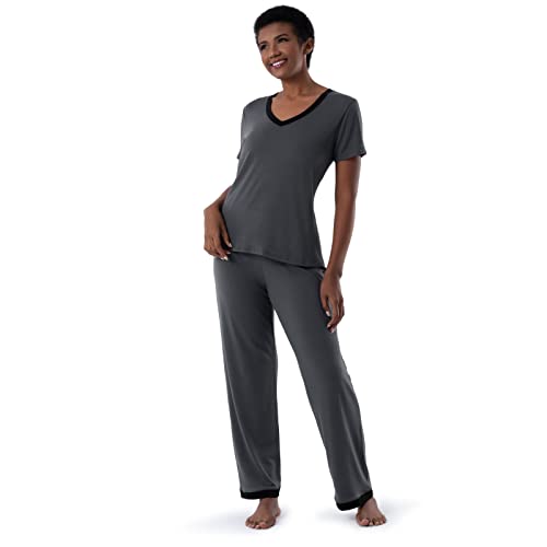 Image of Fruit of the Loom womens Short Sleeve Tee and Pant 2 Piece Sleep Set