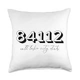Salt Lake City Utah 84112 downtown Salt Lake City Utah zip code, great for decorating your Utah home or dorm room. Give to anyone who is a Utah man or woman. 100% spun-polyester fabric Double-sided print Filled with 100% polyester and sewn closed Ind...