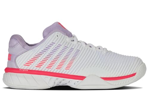 K-Swiss Women's Hypercourt Express 2 Tennis Shoe (White/Orchid Petal/Neon Blaze),8 M