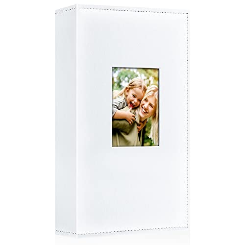 Ywlake Photo Album 4x6 300 Pockets, Leather Photo Albums Holds 300 Horizontal Only Pictures White