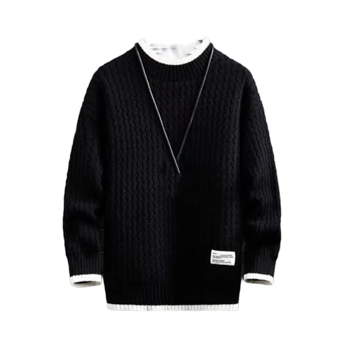 Men's Korean Style Trendy Sweater Base Loose Knitted Fleece Long Sleeves Business Casual Pullovers