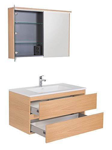 Emotion Badmöbel Set mit Spiegelschrank V!LLA 100 Deluxe | Aus Echtholzfurnier in Eiche - 4250524181815 Emotion Badmöbel Set mit Spiegelschrank V!LLA 100 Deluxe | Aus Echtholzfurnier in Eiche