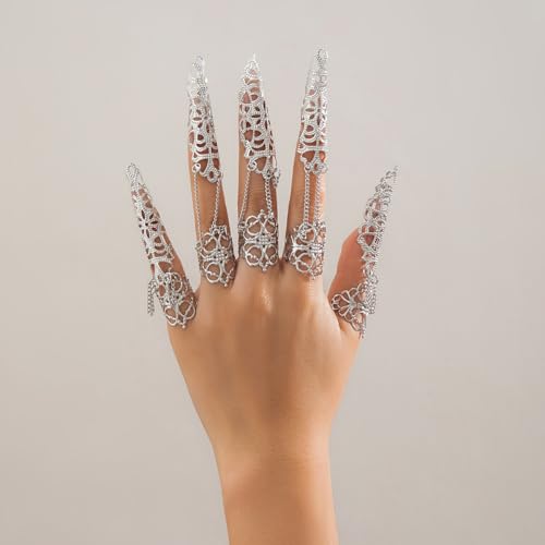 Gothic Nails Bracelets for Women Men Punk Fingera Hand Chain Cosplay Finger Rings Claw Bracelets Costume Jewelry4