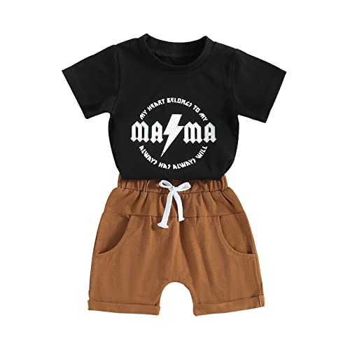 Image of Hoanselay Toddler Infant Baby Boy Summer Shorts Set Color Block Short Sleeve T-Shirt Top and Casual Shorts Outfit Clothes