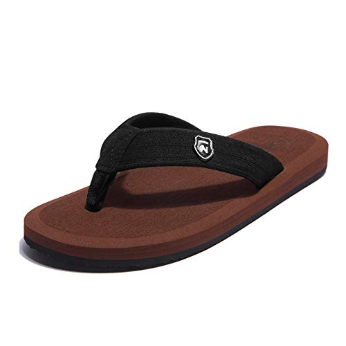 Image of NewDenBer Mens Flip Flops Comfortable Thong Sandals Lightweight Summer Beach Sandals (6 D(M) US, Brown)