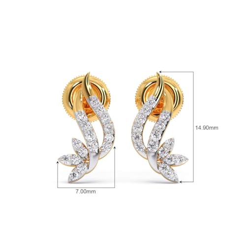 CANDERE - A KALYAN JEWELLERS COMPANY 14K BIS Hallmark Pure Yellow Gold and certified SIIJ Real Diamond Stud Earring for Women with Screw Back closure - Image 4