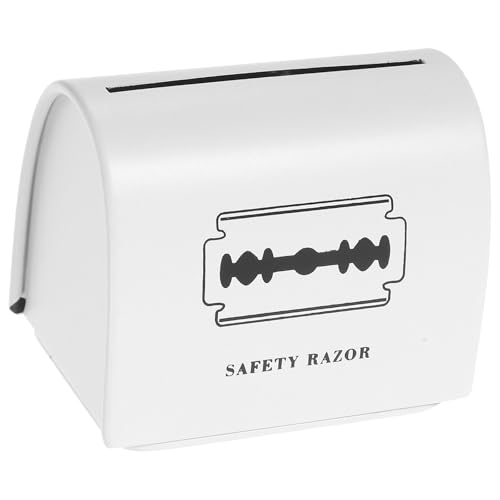COLLBATH Estuche Metálico para Desechos de Afeitado Contenedor para Cuchillas de Barbería y Peluquería Caja Compacta y Resistente para Almacenamiento Organizado Baño