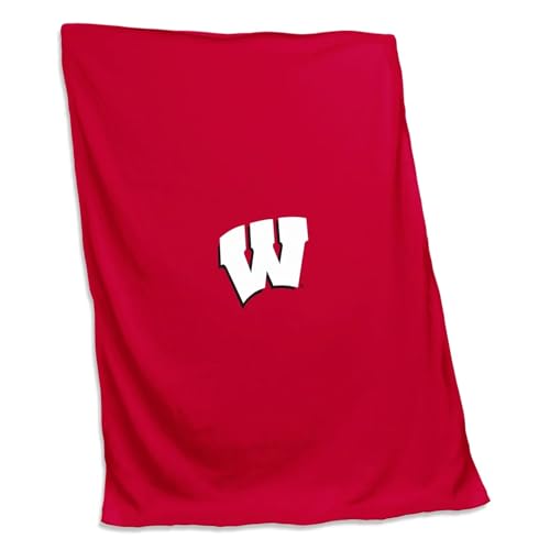 Logo Brands NCAA Wisconsin Badgers Sweatshirt Blanket Team Color - Perfect for Bedroom Decor, Stadium Blanket, Camping, Great for Gifts