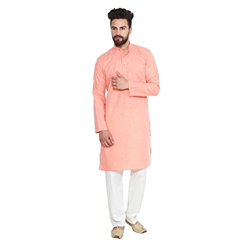 Pyjama Kurta en lin mélangé Royal orange pour homme de luxe