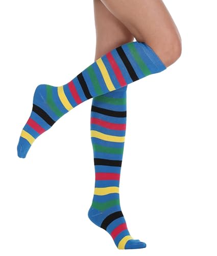 Image of Striped Knee High Socks for Women Outdoor Sport Athletic Stripe Casual Tube Socks