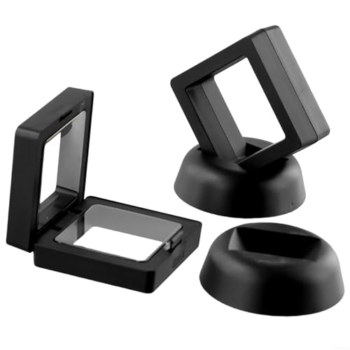 90 x 90 mm negro 3D flotante marco expositor de monedas soporte caja caja soporte caja caja soporte perfecto para exhibir medallas y recuerdos