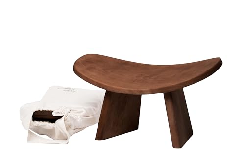 BLUECONY Meditation Bench IKUKO Original, Portable Version with Bag, Locally Handmade Wooden Kneeling Ergonomic Seiza Seat - Dark Walnut, Low Height (6