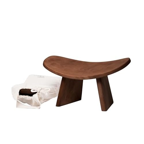 Meditation Bench IKUKO Original, Portable Version with Bag, Locally Handmade Wooden Kneeling Ergonomic Seiza Seat, Prana Yoga – 2 Colors, 3 Height Sizes