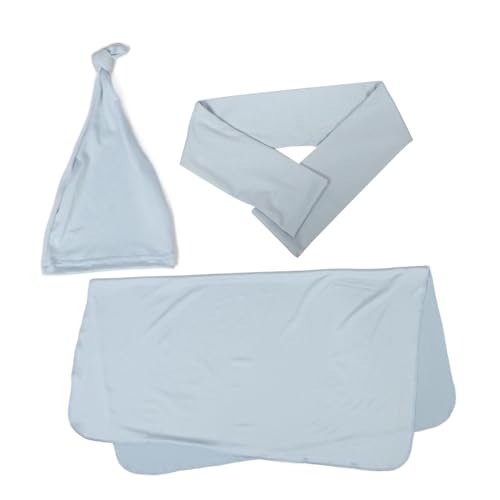 DEARMAMY Conjunto De Gorro para Bebé Cosas De Bebe Lavado De Bebe Cama Cálido Juguetes Envolvente Pañales De Gorro De Bebe Mantas Toallas Lana Sky-Blue Seda De La Leche