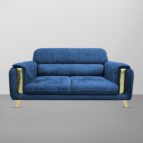 Image of Casaliving Gelio 3 Seater Sofa Set for Living Room (Blue Colour) Premium Fabric Sofa