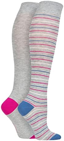 SockShop Womens Plain and Patterned Bamboo Knee High Socks Pack of 2