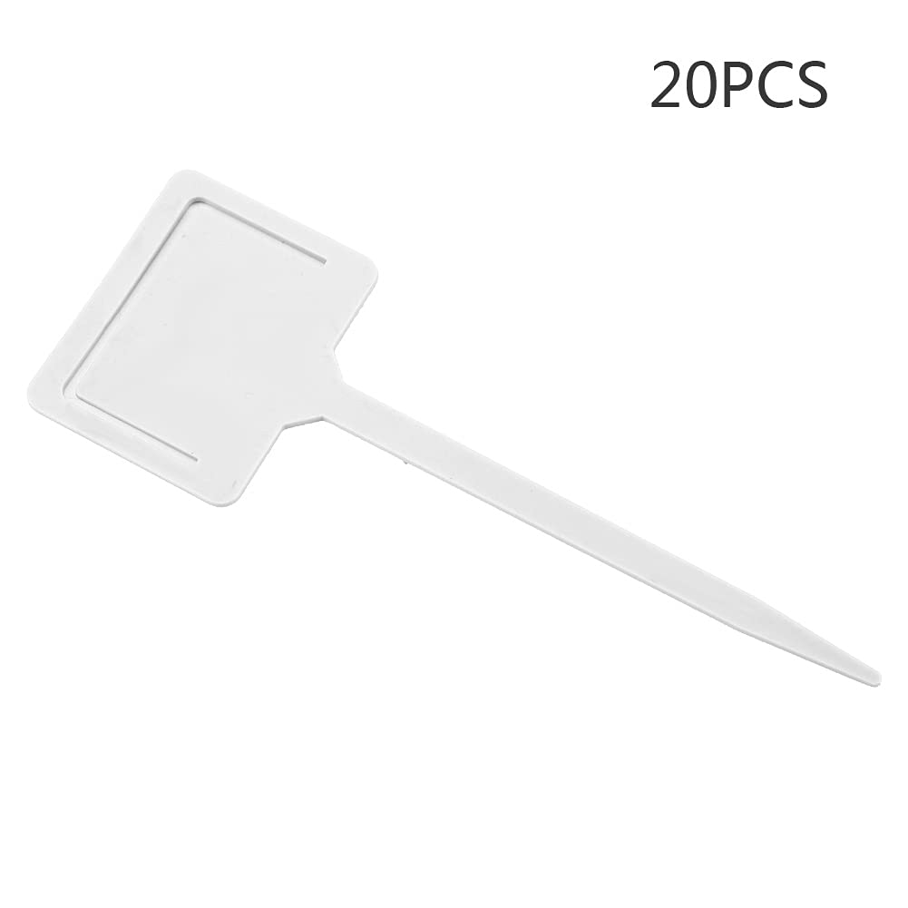 20 szt. Trwałe Etykiety z PVC dla Roślin Ogrodowych do Szkółki Kwiatów z Palikami, do Narzędzia Przechowywania Nasion w Ogrodzie, Rozpoznawania Odmian Roślin (WHITE)