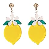 JOINPAYA Pendientes de Flor de Limón Pendientes de Moda Brillantes de Limón Elegantes de Imitación Decoración Orejas