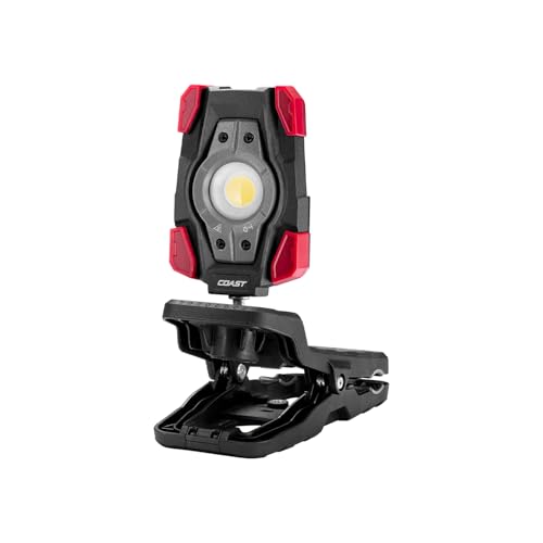 Coast CL10R 1000 Lumen Rechargeable Dual Power Rotating LED Magnetic Clamp Light Black/Red