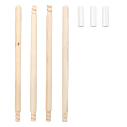 TreeBud Replacement Wood Poles and Connectors for Kids Teepee Tent, 69 Inch Length Composed of 4 Short Poles & 3 Connectors for Play Tents