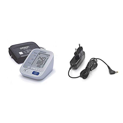 OMRON M3 - Tensiómetro de brazo digital con detección del pulso arrítmico, validado clínicamente + Adaptador de Corriente