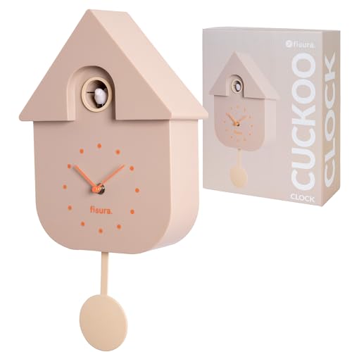 Coucou beige avec cadran orange pendule murale originale design - 2