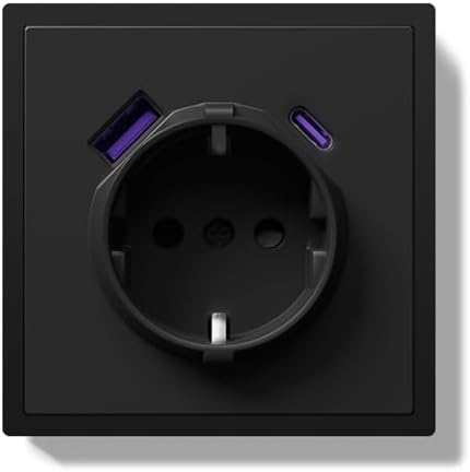 BSEEDLIFE Schuko Steckdose mit USB/Typ C 20W, Unterputz EU-Standard Steckdosen, Wandsteckdose mit PC Rahmen, 80 * 80mm inzelsteckdose mit Krallen, Einfache Installation, 1 Fach Sch