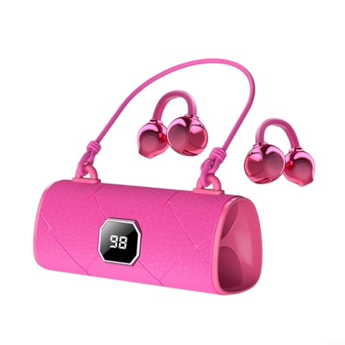 Hoppipola Écouteurs sans fil à clipser avec écran LED, 50 heures d'autonomie, casque étanche IPX5, design tendance style sac à main, voyage et entraînement, blanc (rose)