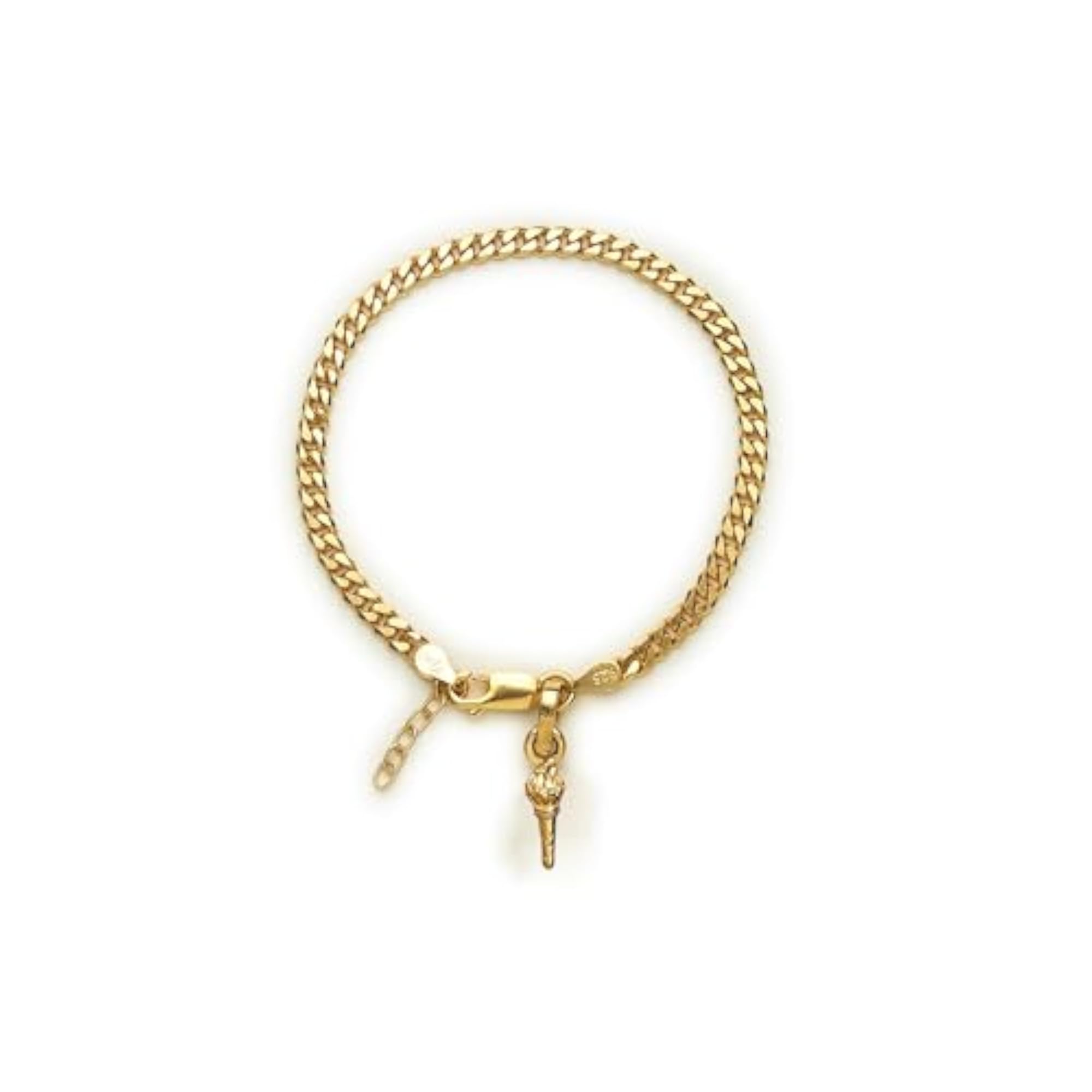 Women's 22KT Gold Plated Sterling Silver Curb Designer Bracelet