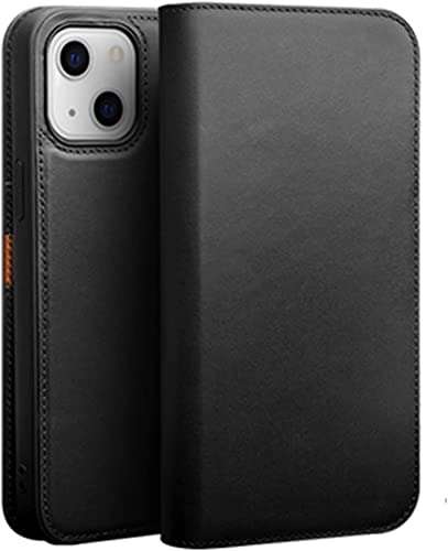 Housse iPhone 13 en cuir véritable étui portefeuille premium noir