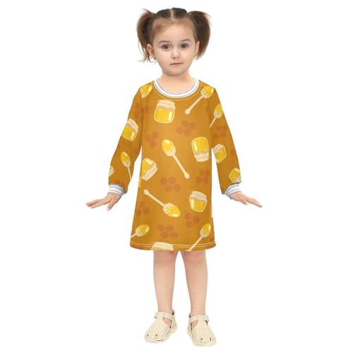Honey Jars Wand Girls Dresses Long Sleeve Sweatshirt Dress for Girls Winter Toddler Casual A Line Dresses Size 2-8T4