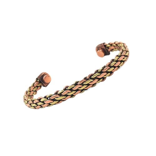 SHINDE EXPORTS Bracelet Kada en cuivre pur pour homme et femme (7 mm cuivre & laiton), Medium, Cuivre, Sans pierre précieuse